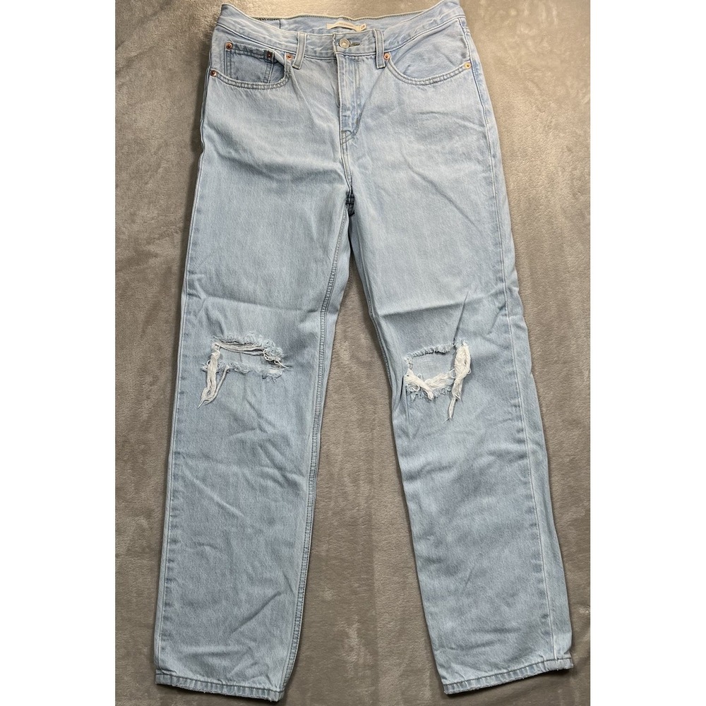 Levis‎ Low Pro Straight Jeans Blue Light Wash Destroyed Womens Size 28